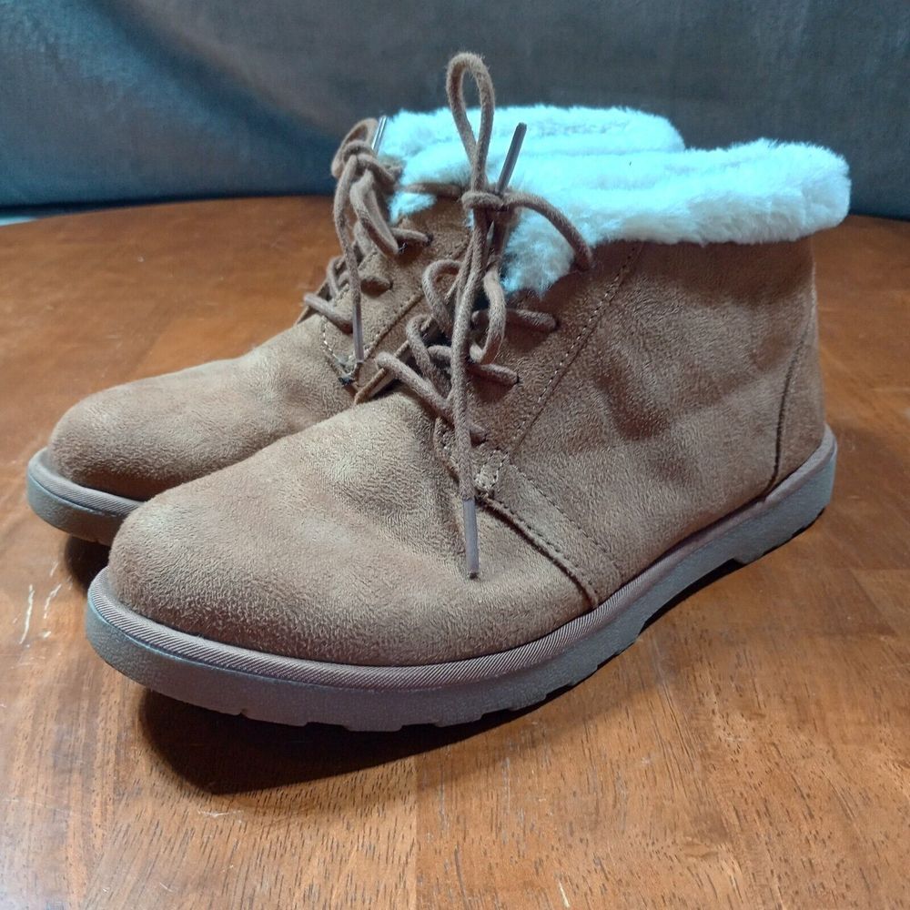 Makalu Kora Shearling Ankle Boots Women's‎ 8 Brown Faux Suede Winter